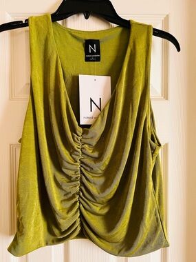 naked wardrobe Olive Green Draped Ruched Cowl Tank